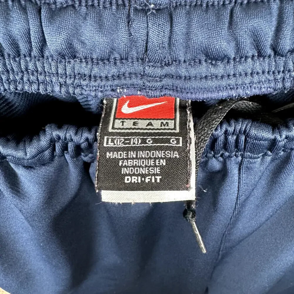 Vintage Nike Pants Size Large Blue Elastic Waist High Rise Zip Hem Athletic Y2K